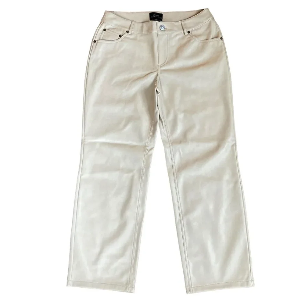 Urban Outfitters Size 30 Faux Leather Low Rise Cowboy Pants Straight Ivory NWOT